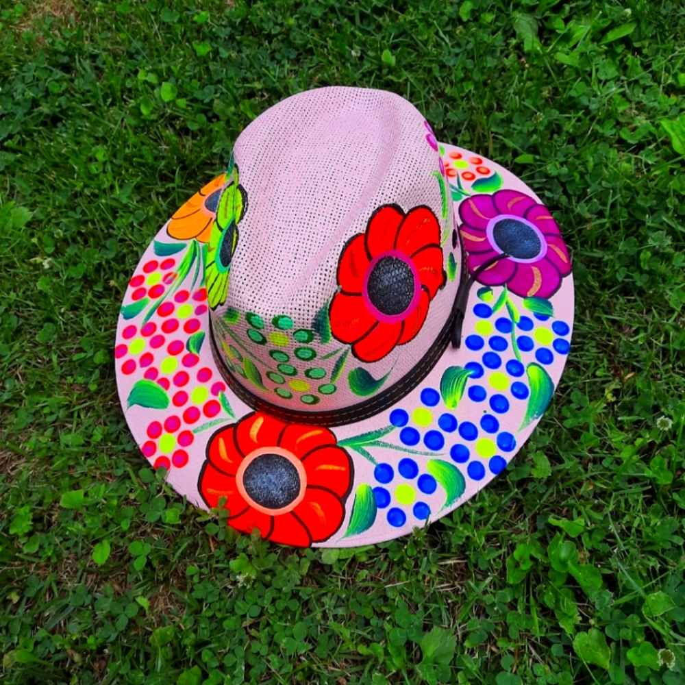 Red and Pink Floral Festival Hat